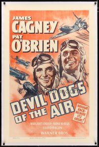 2e130 DEVIL DOGS OF THE AIR linen 1sh R41 great art of Marine pilots James Cagney & Pat O'Brien!