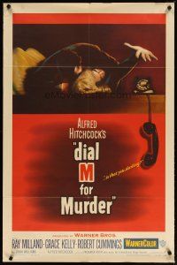 2e013 DIAL M FOR MURDER 1sh '54 Alfred Hitchcock, Grace Kelly reaches for phone while attacked!