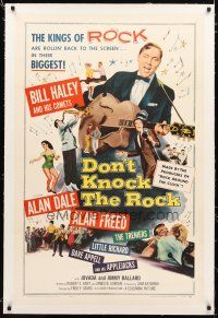 2e135 DON'T KNOCK THE ROCK linen 1sh '57 Bill Haley & his Comets, sequel to Rock Around the Clock!