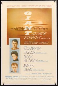 2e160 GIANT linen 1sh '56 James Dean, Elizabeth Taylor, Hudson, George Stevens classic!
