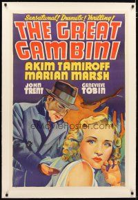 2e174 GREAT GAMBINI linen Other Company 1sh '37 Tamiroff sees Marsh's fiance murdered the next day!