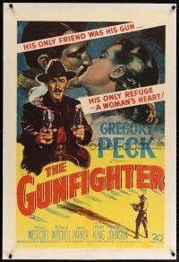 2e176 GUNFIGHTER linen 1sh '50 Gregory Peck's only friends were his guns, great outlaw image!
