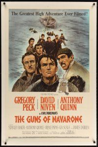 2e177 GUNS OF NAVARONE linen 1sh '61 Gregory Peck, Niven, Anthony Quinn & Darren, Terpning art!