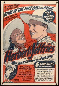 2e183 HARLEM ON THE PRAIRIE signed linen 1sh R48 by Herb Jeffries, King of the Juke Box & Radio!