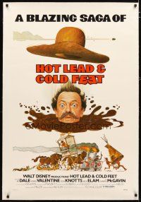 2e198 HOT LEAD & COLD FEET linen 1sh '78 Disney, wacky art of Don Knotts in mud from the neck down!