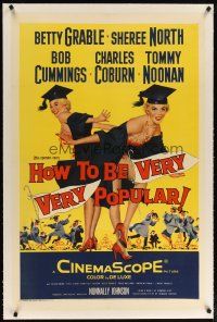 2e202 HOW TO BE VERY, VERY POPULAR linen 1sh '55 art of sexy students Betty Grable & Sheree North!
