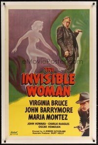 2e216 INVISIBLE WOMAN linen 1sh R48 different art of naked invisible Virginia Bruce & Barrymore!