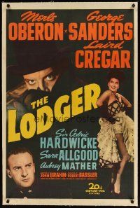 2e241 LODGER linen 1sh '43 Laird Cregar as Jack the Ripper, sexy Merle Oberon, George Sanders!