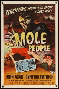 2e027 MOLE PEOPLE 1sh '56 from a lost age, horror crawls from the depths of the Earth, Smith art!
