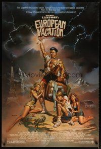 2e051 NATIONAL LAMPOON'S EUROPEAN VACATION 1sh '85 Boris Vallejo art with strongman Chevy Chase!