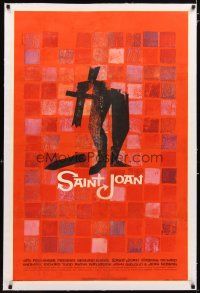 2e059 SAINT JOAN linen 1sh '57 Jean Seberg as Joan of Arc, Otto Preminger, cool Saul Bass art!