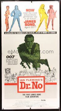 2f046 DR. NO linen 3sh '62 art of Sean Connery as secret agent James Bond 007, incredibly rare!