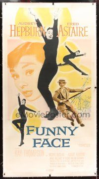2f047 FUNNY FACE linen 3sh '57 art of Audrey Hepburn close up & full-length + Fred Astaire!