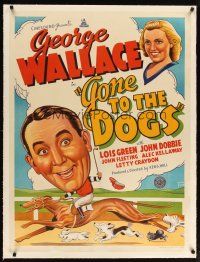 2f168 GONE TO THE DOGS linen 30x40 Aust 1sh '39 legendary Australian comedian George Wallace!