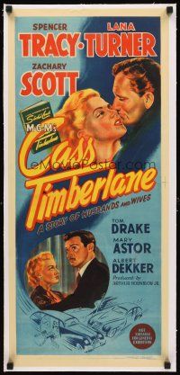 2f172 CASS TIMBERLANE linen Aust daybill '48 Spencer Tracy proposes to young beautiful Lana Turner!
