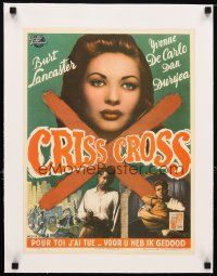 2f321 CRISS CROSS linen Belgian '49 Burt Lancaster & Yvonne De Carlo, Robert Siodmak film noir!