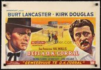 2f332 GUNFIGHT AT THE O.K. CORRAL linen Belgian '57 different art of Burt Lancaster & Kirk Douglas!