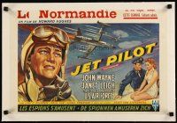 2f339 JET PILOT linen Belgian '57 art of John Wayne & Janet Leigh, Screaming Eagles, Howard Hughes