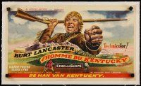 2f340 KENTUCKIAN linen Belgian '55 different art of star & director Burt Lancaster as frontiersman!