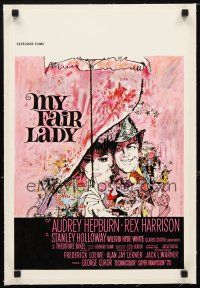 2f352 MY FAIR LADY linen Belgian R70s classic art of Audrey Hepburn & Rex Harrison by Bob Peak!