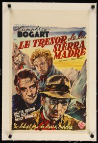 2f374 TREASURE OF THE SIERRA MADRE linen Belgian '48 Wik art of Humphrey Bogart, Tim Holt & Huston!