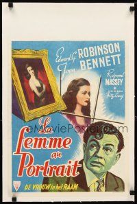 2f382 WOMAN IN THE WINDOW linen Belgian '47 Fritz Lang, art of Edward G. Robinson & Joan Bennett!