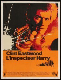 2f250 DIRTY HARRY linen French 23x32 '72 cool art of Clint Eastwood w/gun, Don Siegel crime classic!