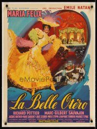 2f252 LA BELLA OTERO linen French 23x32 '54 different Jeanny art of Maria Felix at Moulin Rouge!