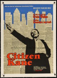 2f262 CITIZEN KANE linen German '62 Orson Welles classic, rare first release, newspaper background!