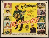 2f119 GO JOHNNY GO linen 1/2sh '59 Chuck Berry, Alan Freed, different images of rock 'n' roll stars