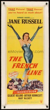 2f141 FRENCH LINE linen insert '54 3-D, Howard Hughes, full-length art of sexy Jane Russell!