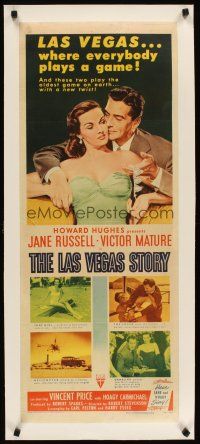 2f144 LAS VEGAS STORY linen insert '52 Victor Mature romances sexy Jane Russell & gives her jewelry!