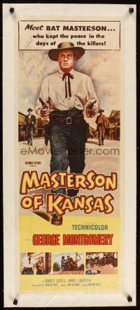 2f147 MASTERSON OF KANSAS signed linen insert '54 by George Montgomery, great full-length image!
