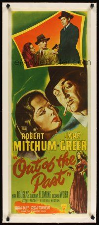 2f150 OUT OF THE PAST linen insert '47 great art of smoking Robert Mitchum & Jane Greer + photo!
