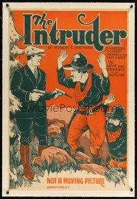 2f091 INTRUDER linen stage play poster '20s the love and romance of an outlaw, cool art!