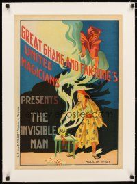 2f077 GREAT CHANG & FAK-HONG linen Spanish magic poster '20s cool mysterious art, The Invisible Man!