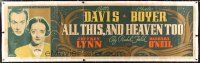 2f112 ALL THIS & HEAVEN TOO linen 24x82 paper banner '40 Bette Davis & Charles Boyer, different art!