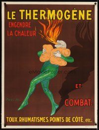 2f106 LE THERMOGENE linen 30x39 Belgian advertising poster '49 Cappiello art of guy breathing fire!