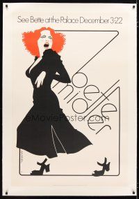 2f089 BETTE MIDLER linen stage play poster '73 art by Richard Amsel, she's on Broadway!