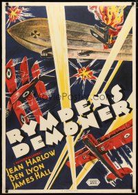 2f239 HELL'S ANGELS linen Swedish '30 Howard Hughes, great different art of airplanes & zeppelin!