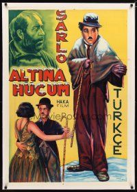 2f202 GOLD RUSH linen Turkish R50s Charlie Chaplin classic, great artwork by T.H.!