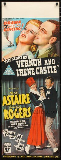 2g133 STORY OF VERNON & IRENE CASTLE long Aust daybill '39 hand litho of Astaire & Ginger Rogers!