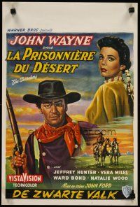 2g183 SEARCHERS Belgian '56 different art of John Wayne & Natalie Wood, classic!