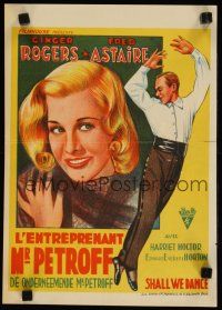 2g184 SHALL WE DANCE Belgian R40s great stone litho of Fred Astaire & Ginger Rogers!