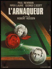 2g152 HUSTLER French 15x21 R82 cool art of Paul Newman, Piper Laurie & George C. Scott by Mascii!