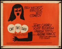 2g066 ONE, TWO, THREE 1/2sh '62 Billy Wilder, wonderful Saul Bass art of girl with balloons!