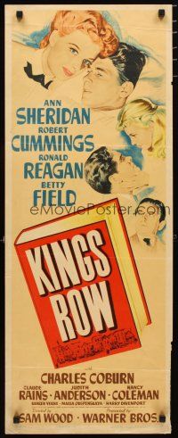 2g046 KINGS ROW insert '42 art of Ronald Reagan, Ann Sheridan & Robert Cummings, classic!