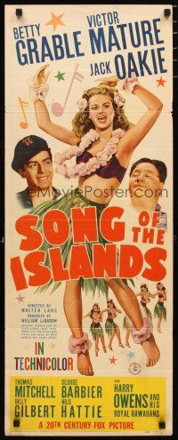 2g052 SONG OF THE ISLANDS insert '42 full-length sexy Betty Grable, Mature, Oakie & tropical girls