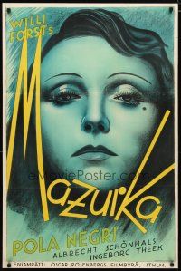 2g116 MAZURKA Swedish '35 directed by Willi Forst, incredible close up art of pretty Pola Negri!