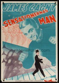 2g119 SOMETHING TO SING ABOUT Swedish '37 cool different art of James Cagney by Walter Bjorne!